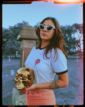 Load image into Gallery viewer, The High Priest shirt also features our Coven logo, El Diablo, resting upon our Coven's name. Sister Witch Madisun holding the golden skull we use in ritual. - Adrian Maciel
